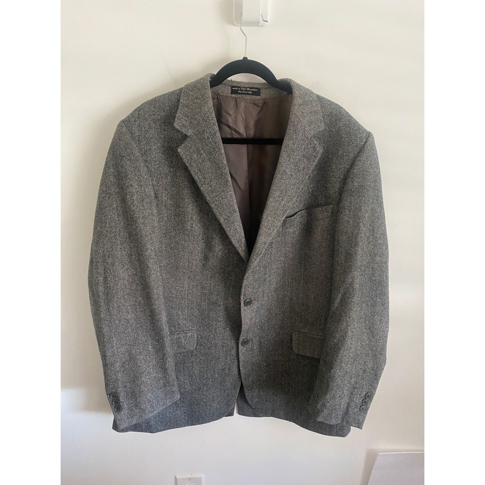 Gianfranco Ruffini Italy Mens L44 Camel Hair Blend Herringbone‎ Blazer Jacket